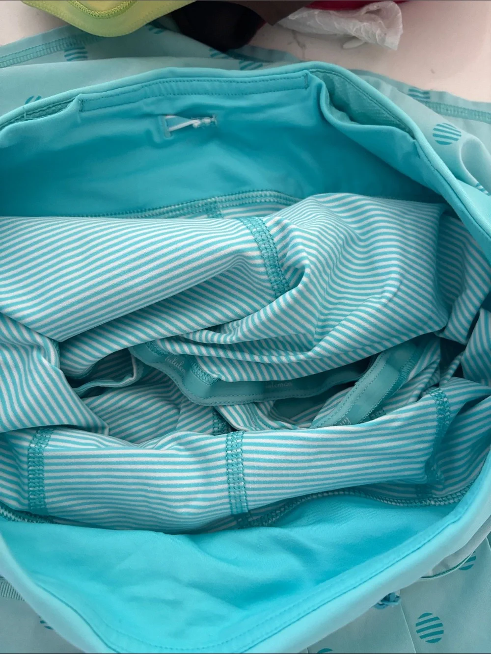 Women’s Vintage Lululemon Aqua Polka Dot Athletic Skort with Built-In